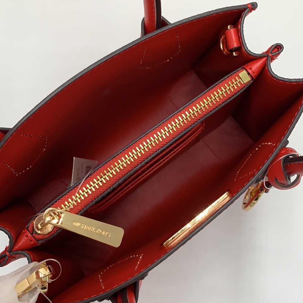 MICHAEL KORS MERCER MEDIUM MESSENGER CROSSBODY BAG FLAME COLOR - Picture 6 of 14